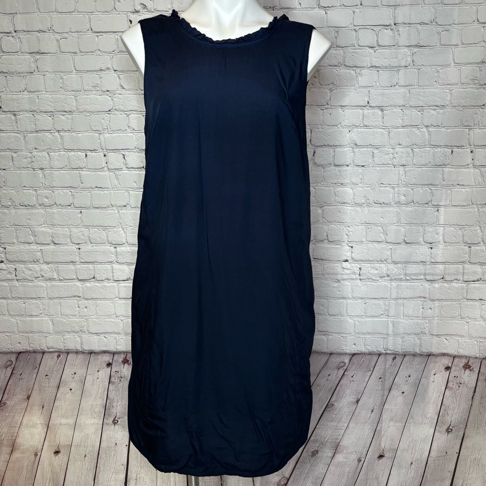 Crown & Ivy Nevy Blue Ruffle Trim Sleeveless Dress Size 10